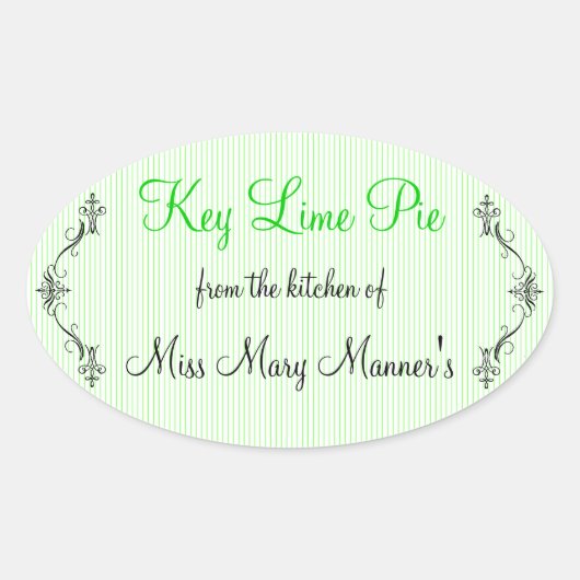 Limone Streifen Ovaler Aufkleber (Vorderseite)