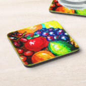 Limone Trauben, orange , Apfelobst. Jetzt kaufen Getränkeuntersetzer (Linke Seite)