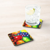 Limone Trauben, orange , Apfelobst. Jetzt kaufen Getränkeuntersetzer (Rechte Seite)