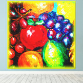 Limone Trauben, orange , Apfelobst. Jetzt kaufen Leinwanddruck (Insitu (Holzboden))