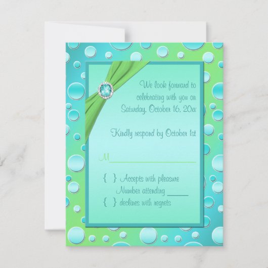 Limone und Aqua Polka Dot RSVP Card Karte (Vorderseite)