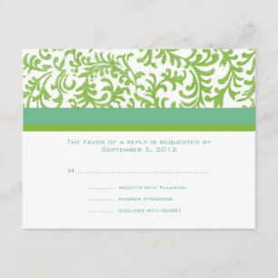 Limone und Aquamarine Hochzeitsszenario RSVP Karte