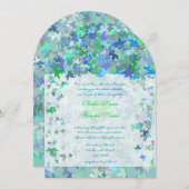 Limone und blaue Herbstlaube zum Hochzeitsempfang Einladung (Vorne/Hinten)