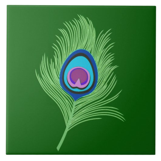 Limone und blaue Pfauenfeder für Smarald Green Fliese (Vorderseite)