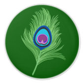 Limone und blaue Pfauenfeder für Smarald Green Keramikknauf (Vorderseite)