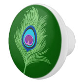 Limone und blaue Pfauenfeder für Smarald Green Keramikknauf (Rechts)