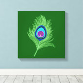 Limone und blaue Pfauenfeder für Smarald Green Leinwanddruck (Insitu (Holzboden))