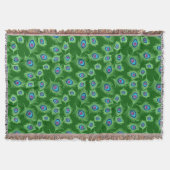 Limone und blaue Pfauenfedern auf Smaragdgrün Decke (Vorderseite)