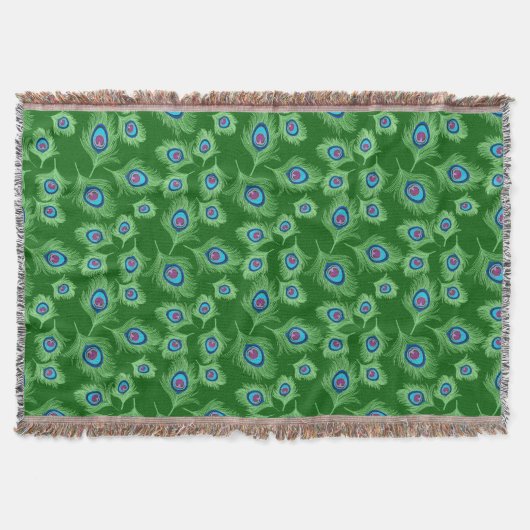 Limone und blaue Pfauenfedern auf Smaragdgrün Decke (Vorderseite)