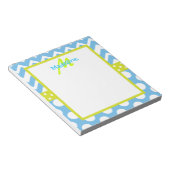 Limone und blaue Zickzack Polka Dots Monogram Note Notizblock (angewinkelt)