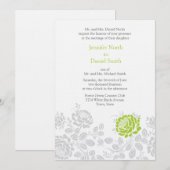 Limone und graue Damaskus-Hochzeitseinladungen Einladung (Vorne/Hinten)