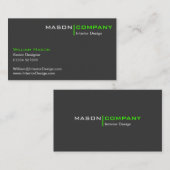 Limone und graue minimalistische Firmenkarte Visitenkarte (Vorne/Hinten)