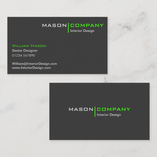 Limone und graue minimalistische Firmenkarte Visitenkarte (Vorne/Hinten)