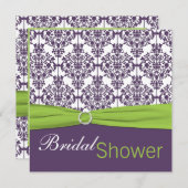 Limone und Lila Damask Bridal Dusche Einladung (Vorne/Hinten)