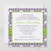 Limone und Lila Damask Bridal Dusche Einladung (Rückseite)