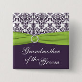 Limone und Lila Damaske Großmutter Button (Vorderseite)