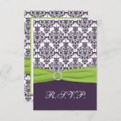 Limone und Lila Damaskus-Antwortkarte - Kleine Kar RSVP Karte (Vorne/Hinten)