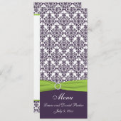 Limone und Lila Karte zum Hochzeitmenü (Vorne/Hinten)