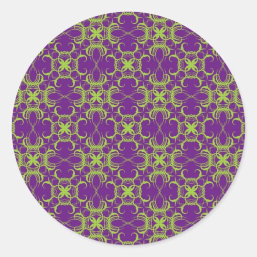 Limone und Lila Musterumschlag-Aufkleber Runder Aufkleber (Vorderseite)