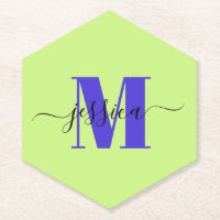 Limone und Lila Personalisierte Monogramm-Unterset