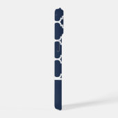 Limone und Navy Arabesque Muster Custom Monogram iPhone 15 Hülle (Rechte Seite)
