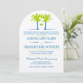 Limone und Royal Blue Beach Typografy Invite Einladung (Stehend Vorderseite)
