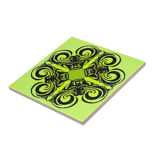 Limone und schwarze Retro-Fliesen Fliese (Seite)