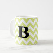 Limone und schwarze Zickzack Monogramm-Tasse Kaffeetasse (Vorderseite Links)