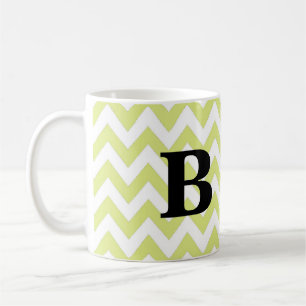 Limone und schwarze Zickzack Monogramm-Tasse Kaffeetasse