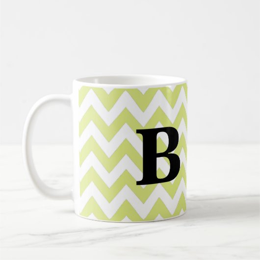 Limone und schwarze Zickzack Monogramm-Tasse Kaffeetasse (Links)