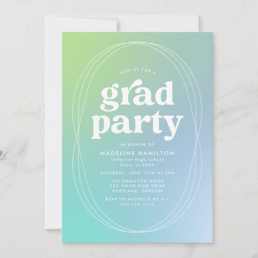 Limone und türkisfarbene Absolventen Einladung (Vorderseite)