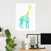 Limone und türkisfarbene Giraffe Poster (Heimbüro)
