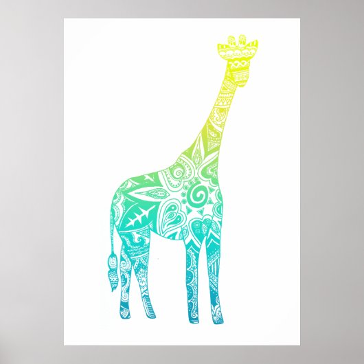 Limone und türkisfarbene Giraffe Poster (Vorne)