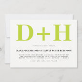 Limone und weiße Initialen fett gedruckte Typograf Einladung (Vorderseite)