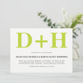 Limone und weiße Initialen fett gedruckte Typograf Einladung (Stehend Vorderseite)