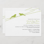 Limone und weiße Liebesvögel auf einem Draht Einladung (Vorne/Hinten)