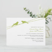 Limone und weiße Liebesvögel auf einem Draht Einladung (Stehend Vorderseite)