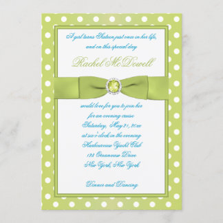 Limone und weiße Polka Dot 16 . Geburtstag Einladu Einladung