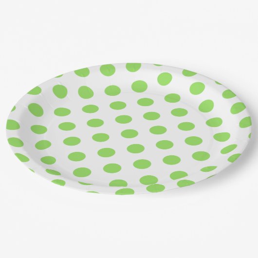 Limone und weiße Polka-Punkte Pappteller (Schrägansicht)
