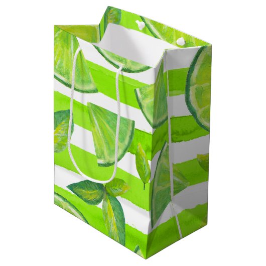 Limone Wasserfarbe Mittlere Geschenktüte (Vorderseite Schrägansicht)