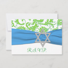 Limone, weiße, blau-DRUCKTE RIBBON-RSVP-Karte RSVP Karte