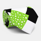 Limone weiße Polka-Punkte, Schwarz-Weiß-Block Krawatte (Gerollt)