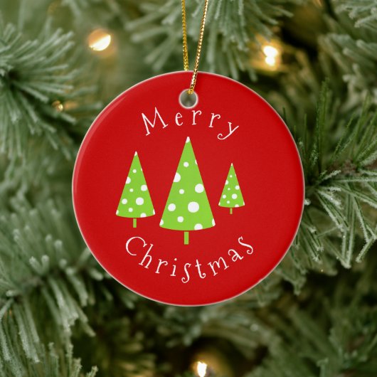 Limone White Polka Dots Weihnachtsbaumen Keramik Ornament (Baum)