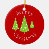 Limone White Polka Dots Weihnachtsbaumen Keramik Ornament (Vorne)