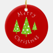 Limone White Polka Dots Weihnachtsbaumen Keramik Ornament (Hinten)