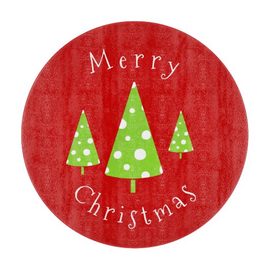 Limone White Polka Dots Weihnachtsbaumen Schneidebrett (Vorderseite)