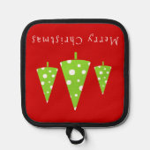 Limone White Polka Dots Weihnachtsbaumen Topflappen (Vorderseite)