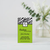 Limone Zebra Print Custom Business Card Visitenkarte (Stehend Vorderseite)