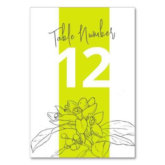 Limone Zitrusblüte Graupenstift Weißweiße Hochzeit Tischnummer (Rückseite)