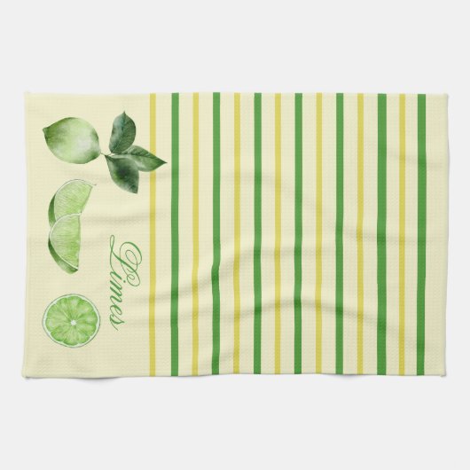 Limone Zitrusfrüchte und Gelbe und Grüne Streifen Geschirrtuch (Horizontal)